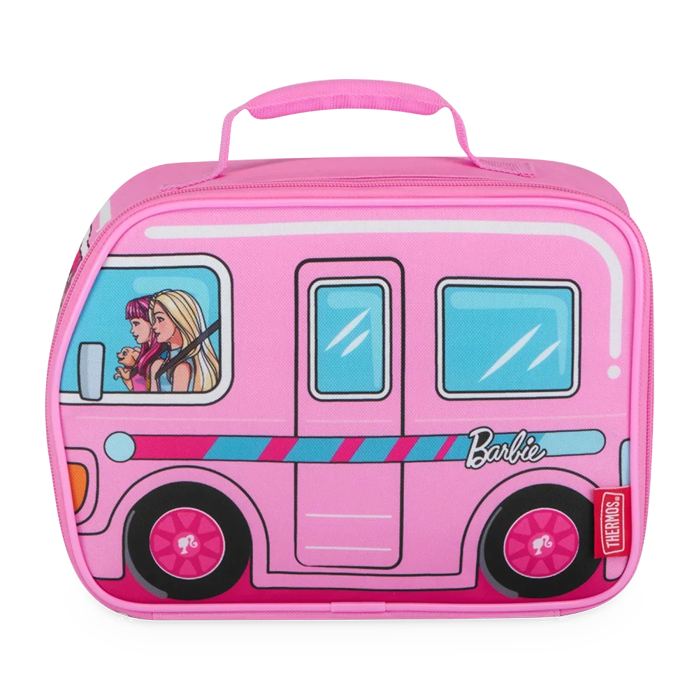 Barbie Bundle - Novelty Barbie Camper Lunch Box, 12oz. FUNtainer Water Bottle and Hard Ice
