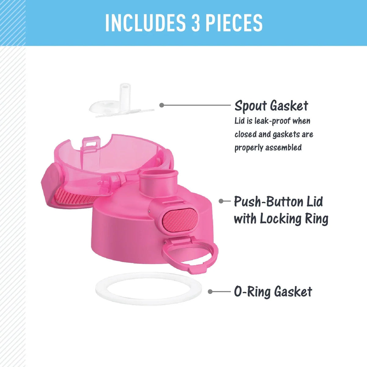 FUNtainer® Water Bottle - Replacement Spout Locking Lid