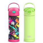 16oz FUNtainer® Water Bottles with Locking Lids Neon Lime & Graffiti Bundle
