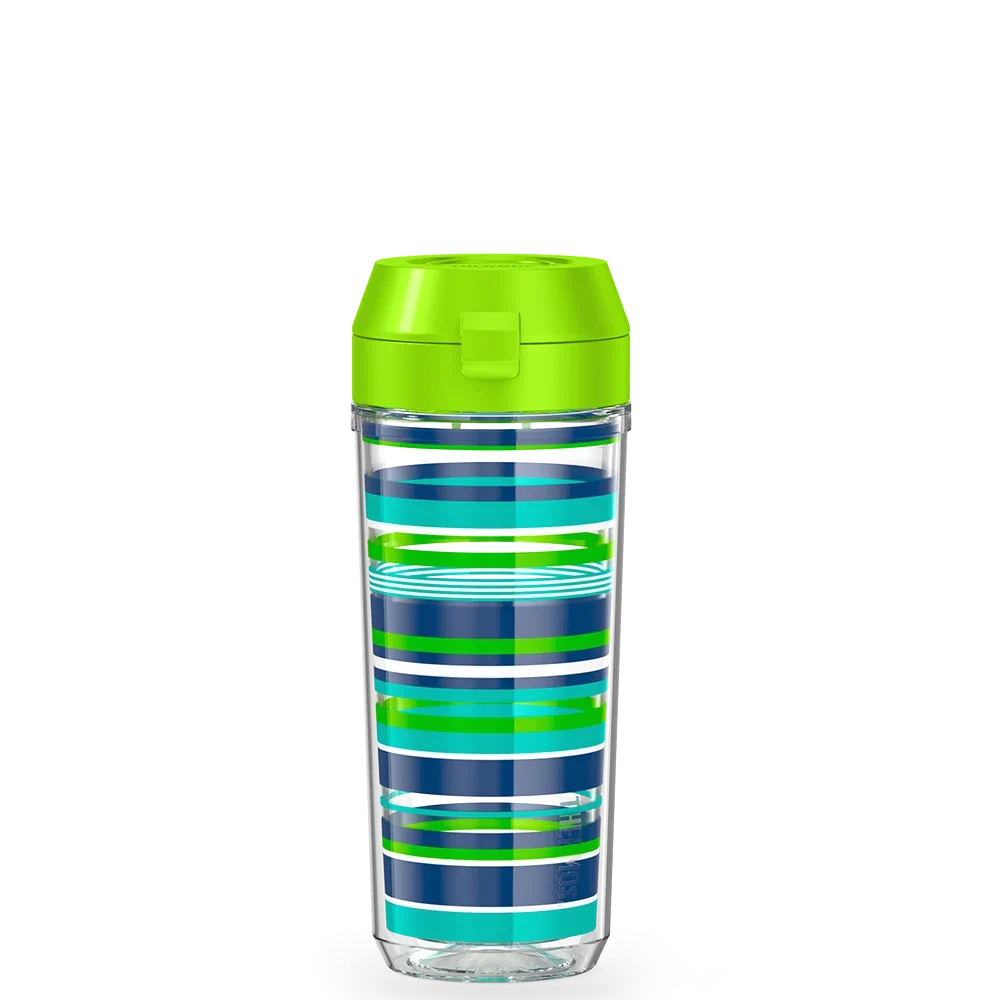 18oz Double Wall Water Bottle Navy Stripes
