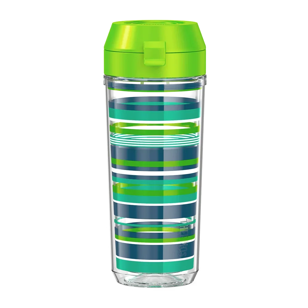 18oz Double Wall Water Bottle Navy Stripes